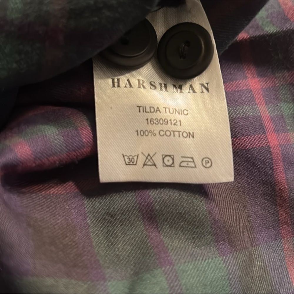 Harshman Plaid Green & Purple Cotton Plaid Shirt Oversized Tunic(Size Medium) - Picture 10 of 11